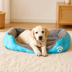 DogBedHouse Paw-Print Plush Washable Pet Bed (Removable Cover)