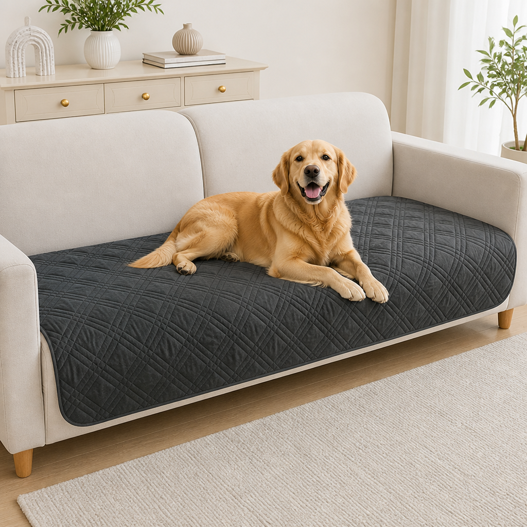 DogBedHouse Plaid Water-Repellent & Non-Slip Sofa Seat Cover