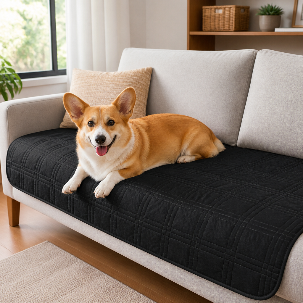 DogBedHouse Plaid Water-Repellent & Non-Slip Sofa Seat Cover