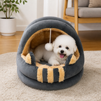 DogBedHouse Plush Arctic Velvet & Insulated Cat Cave Bed