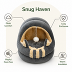 DogBedHouse Plush Arctic Velvet & Insulated Cat Cave Bed