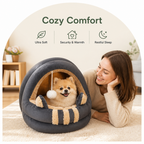 DogBedHouse Plush Arctic Velvet & Insulated Cat Cave Bed