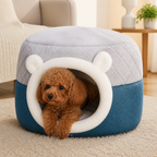 DogBedHouse Plush Convertible Pop-Top Pet Bed (Removable Cushion)