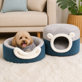DogBedHouse Plush Convertible Pop-Top Pet Bed (Removable Cushion)