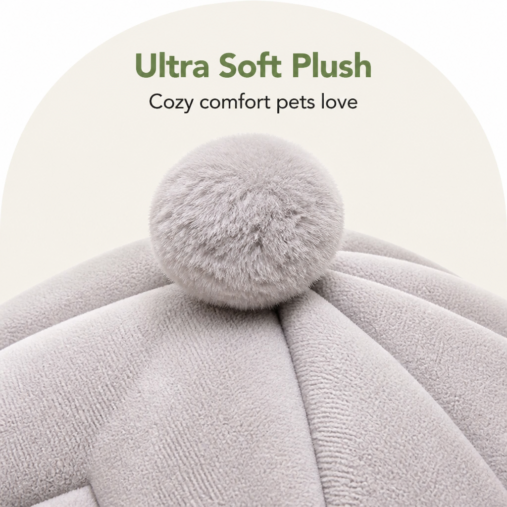 DogBedHouse Plush Coral Velvet Cat & Small Dog Cave Bed (Machine-Washable)