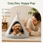 DogBedHouse Plush Coral Velvet & Cotton-Filled Pet Teepee