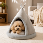 DogBedHouse Plush Coral Velvet & Cotton-Filled Pet Teepee