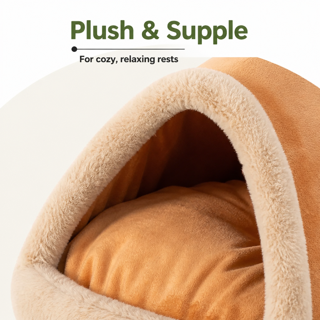 DogBedHouse Plush Coral Velvet & PP Cotton Pet Teepee