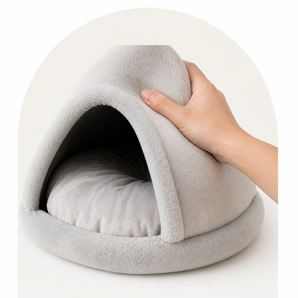 DogBedHouse Plush Coral Velvet & PP Cotton Pet Teepee
