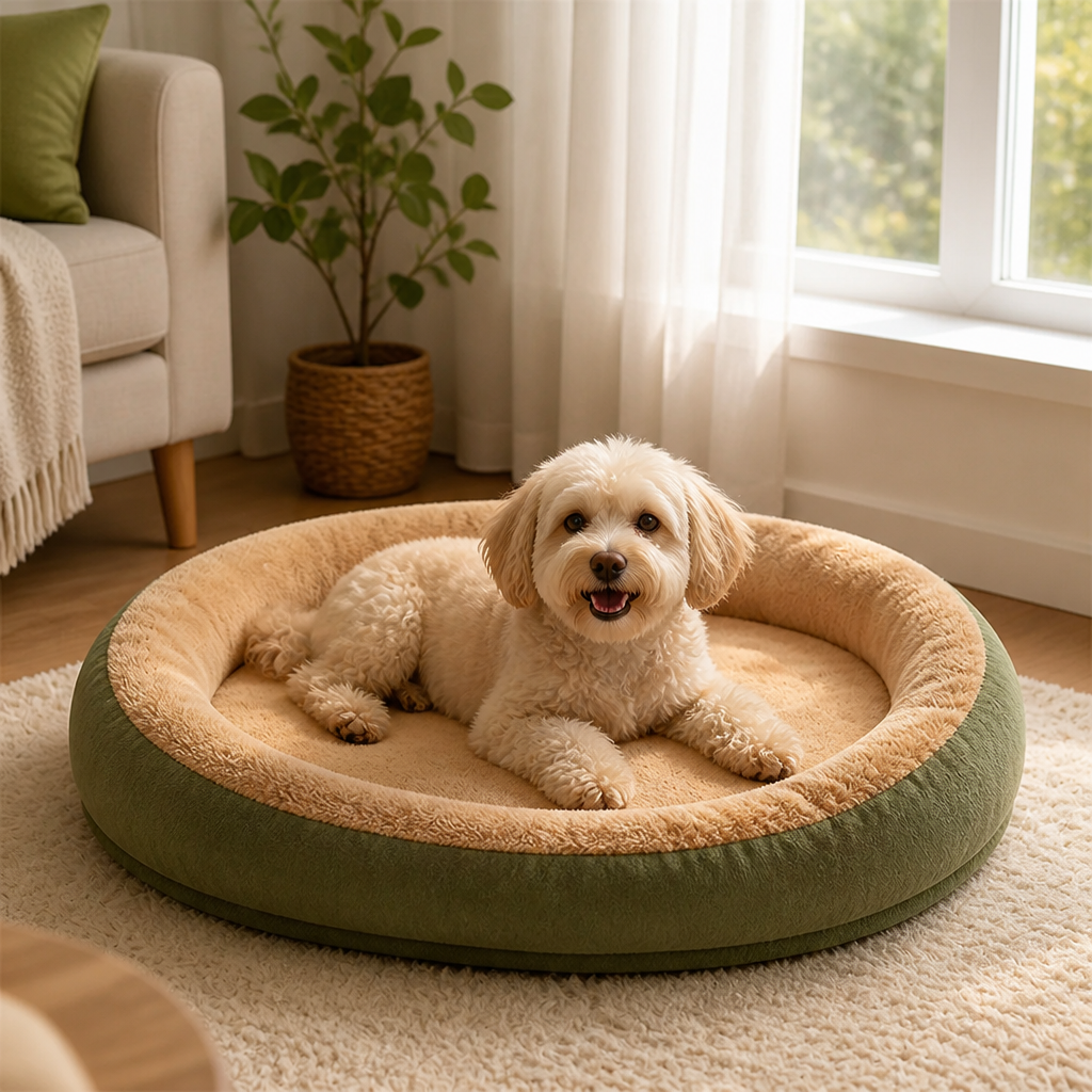 DogBedHouse Plush Corduroy Washable & Breathable Pet Bed