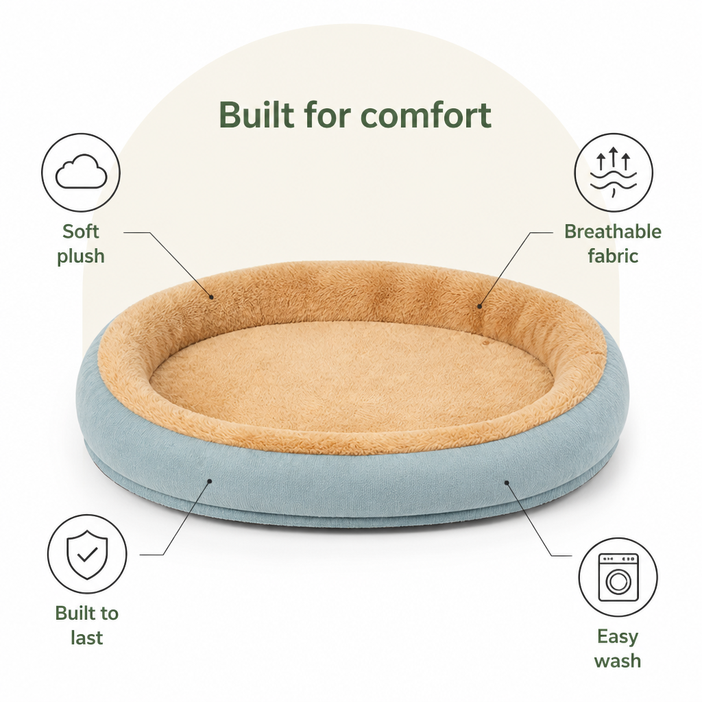 DogBedHouse Plush Corduroy Washable & Breathable Pet Bed