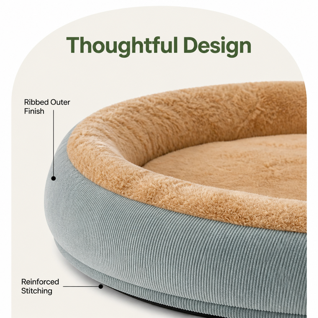 DogBedHouse Plush Corduroy Washable & Breathable Pet Bed