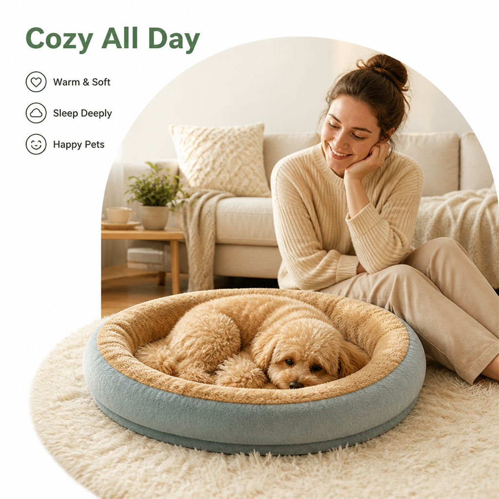 DogBedHouse Plush Corduroy Washable & Breathable Pet Bed