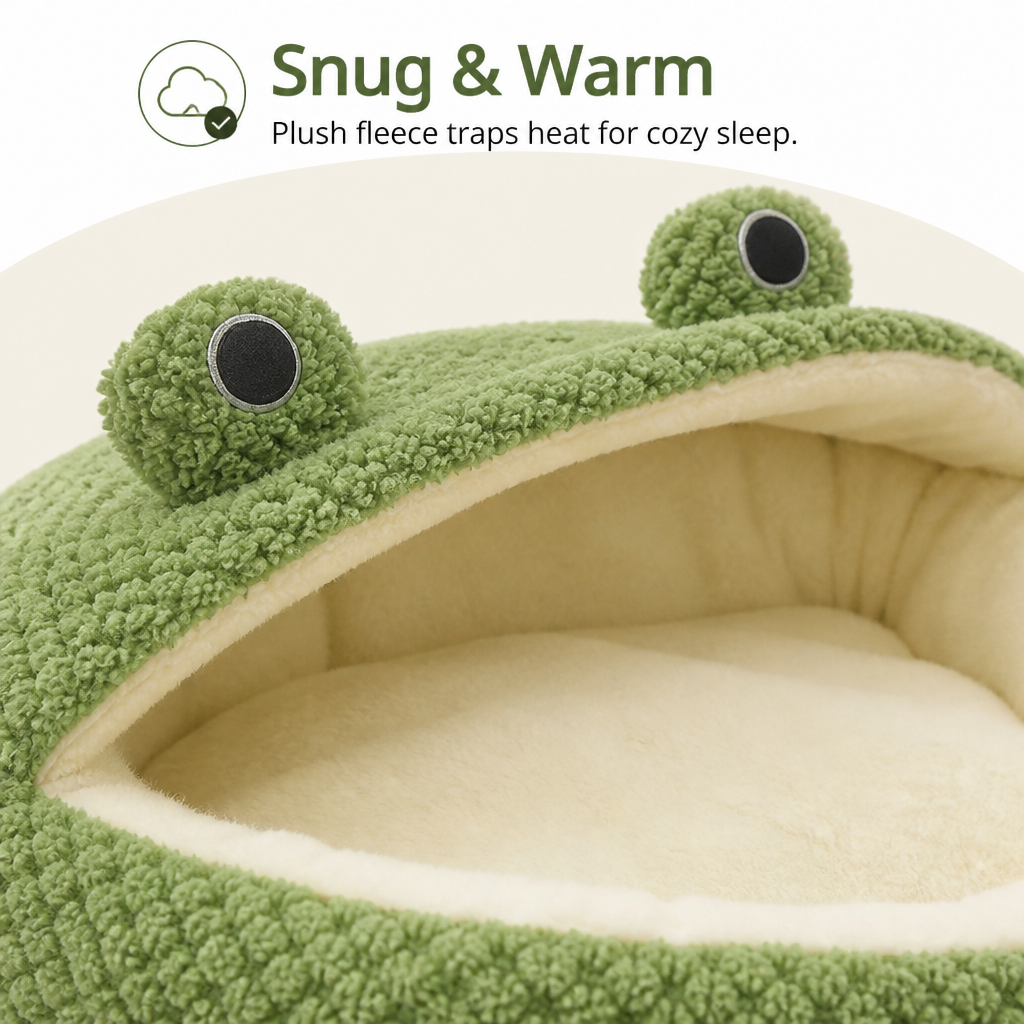 DogBedHouse Plush Enclosed Waterproof & Anti-Slip Pet Bed (Removable Cushion)