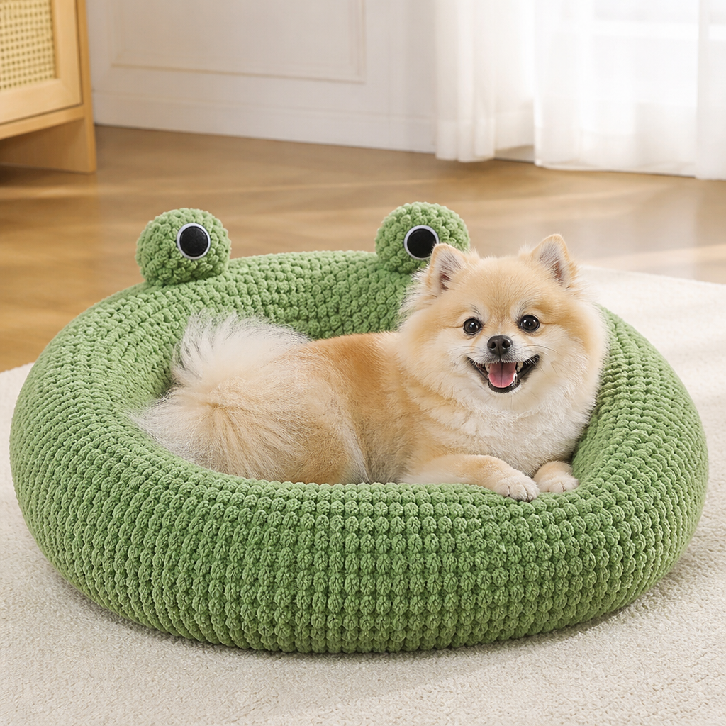 DogBedHouse Plush Enclosed Waterproof & Anti-Slip Pet Bed (Removable Cushion)