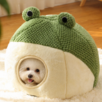DogBedHouse Plush Enclosed Waterproof & Anti-Slip Pet Bed (Removable Cushion)