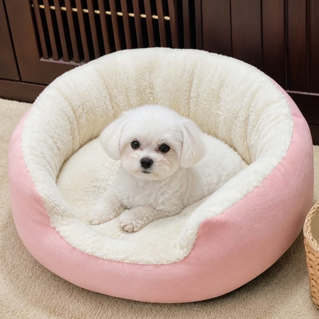 DogBedHouse Plush Faux Fur Bolster Bed