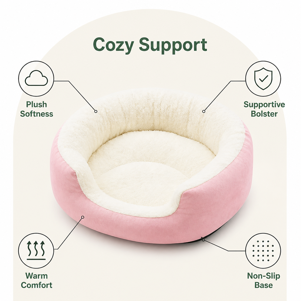 DogBedHouse Plush Faux Fur Bolster Bed