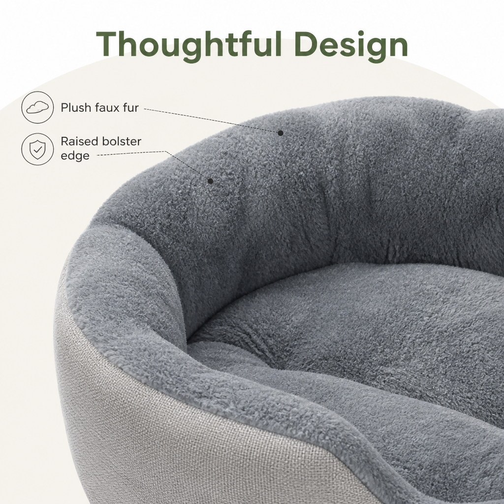 DogBedHouse Plush Faux Fur Bolster Bed