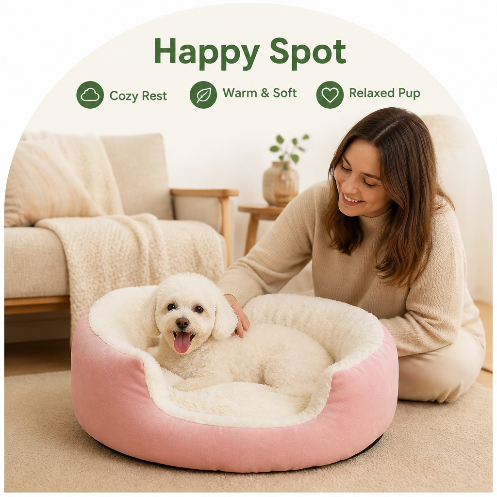 DogBedHouse Plush Faux Fur Bolster Bed