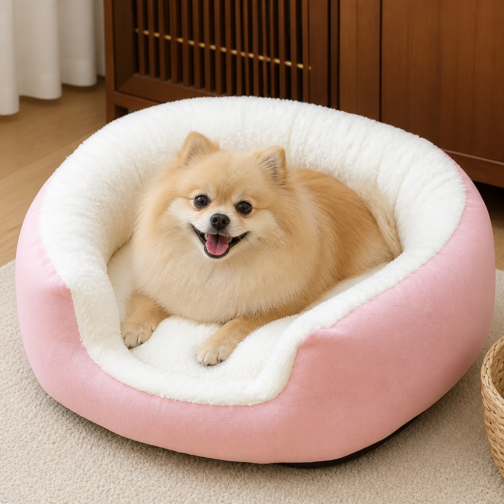 DogBedHouse Plush Faux Fur Bolster Bed