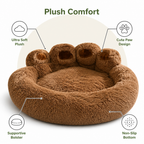 DogBedHouse Plush Faux Fur & Non-Slip Bear-Paw Dog Bed