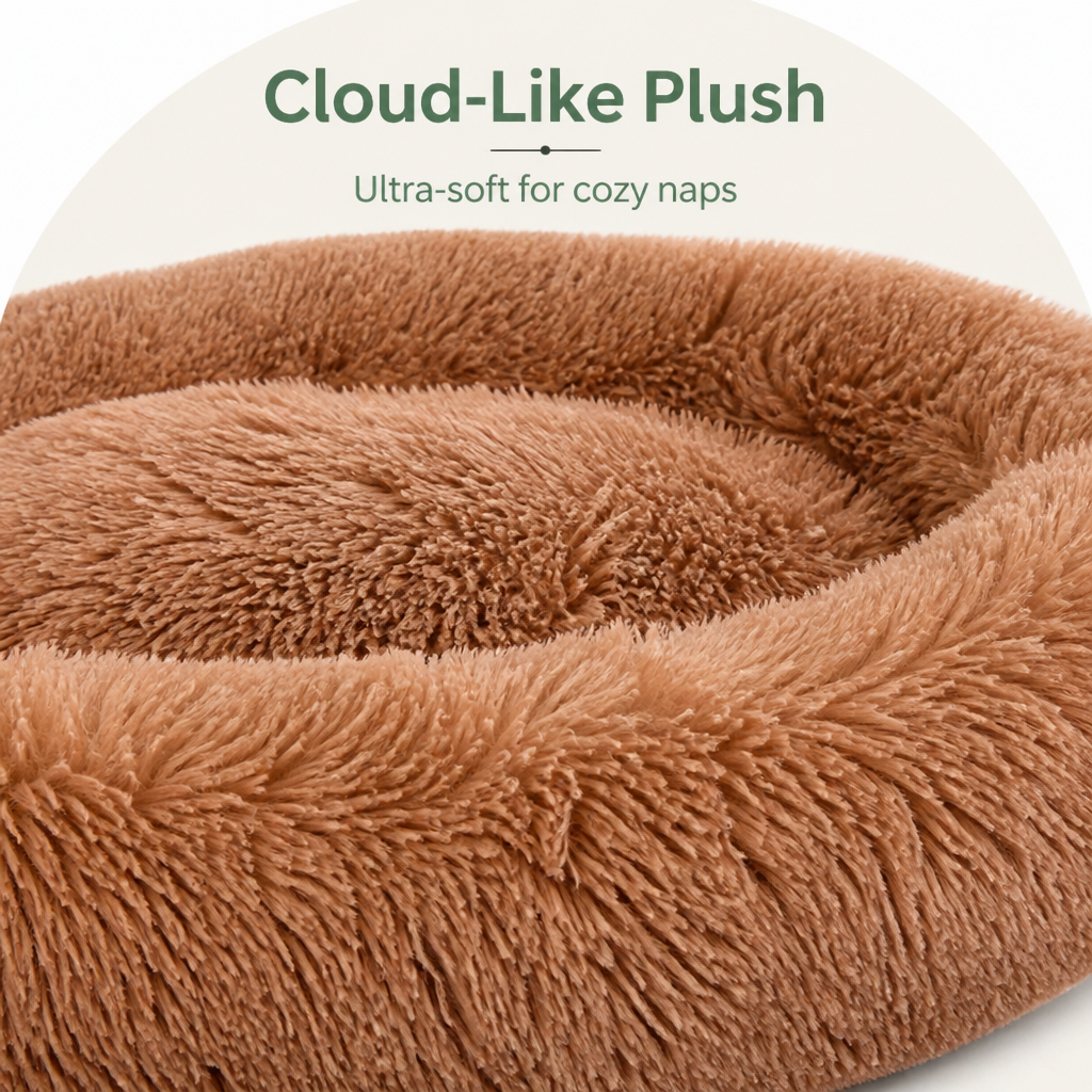 DogBedHouse Plush Faux Fur & Non-Slip Bear-Paw Dog Bed