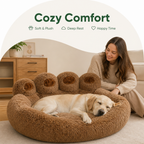 DogBedHouse Plush Faux Fur & Non-Slip Bear-Paw Dog Bed