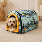 DogBedHouse Plush Insulated Half-Closed Dog Bed (Machine Washable Cover)