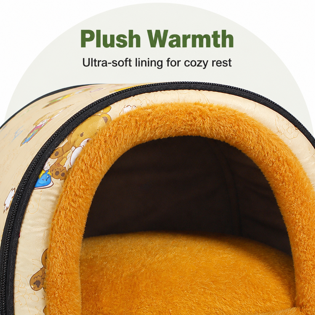 DogBedHouse Plush Insulated Half-Closed Dog Bed (Machine Washable Cover)
