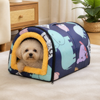 DogBedHouse Plush Insulated Half-Closed Dog Bed (Machine Washable Cover)