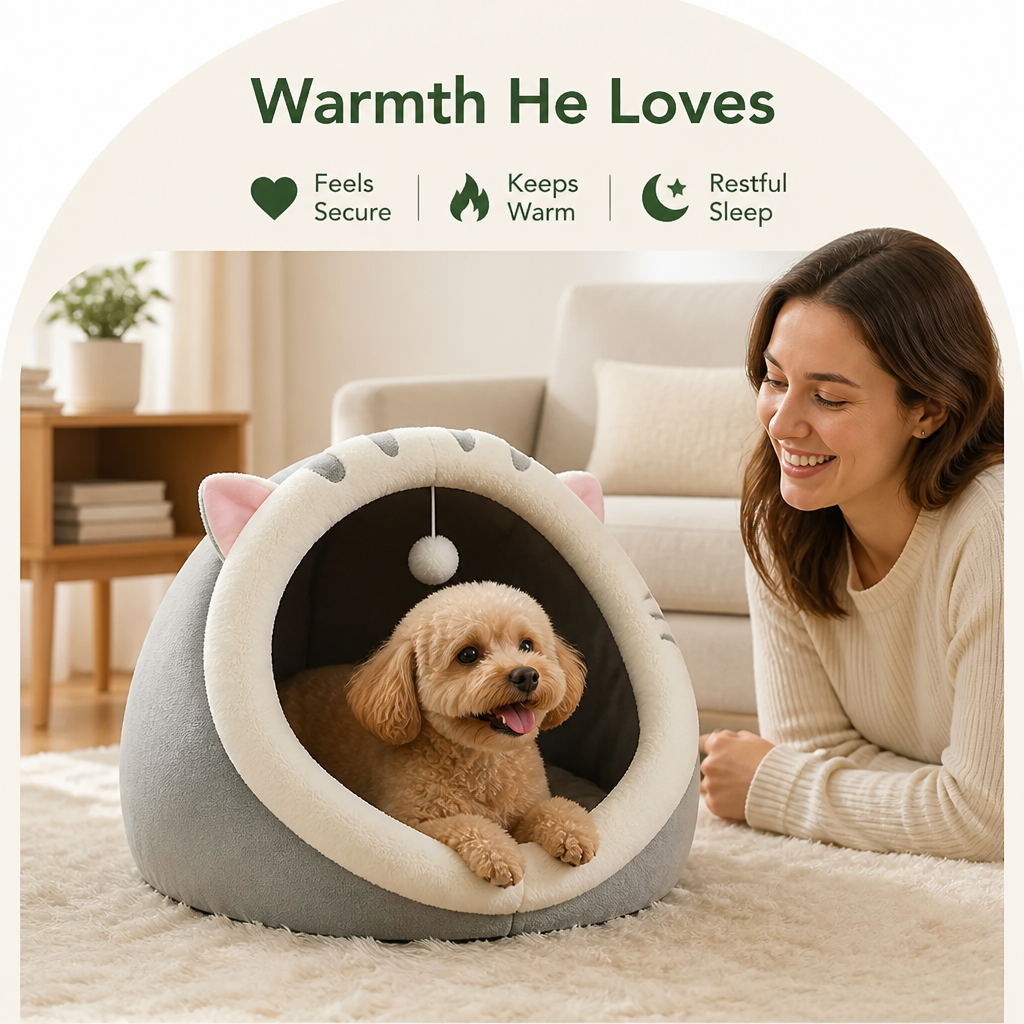 DogBedHouse Plush & Insulated Pet Cave Bed