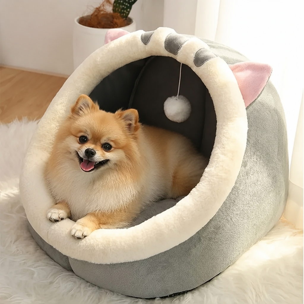 DogBedHouse Plush & Insulated Pet Cave Bed