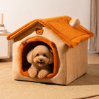 DogBedHouse Plush & Insulated Pet Cave Bed (Removable Cushion)