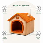 DogBedHouse Plush & Insulated Pet Cave Bed (Removable Cushion)