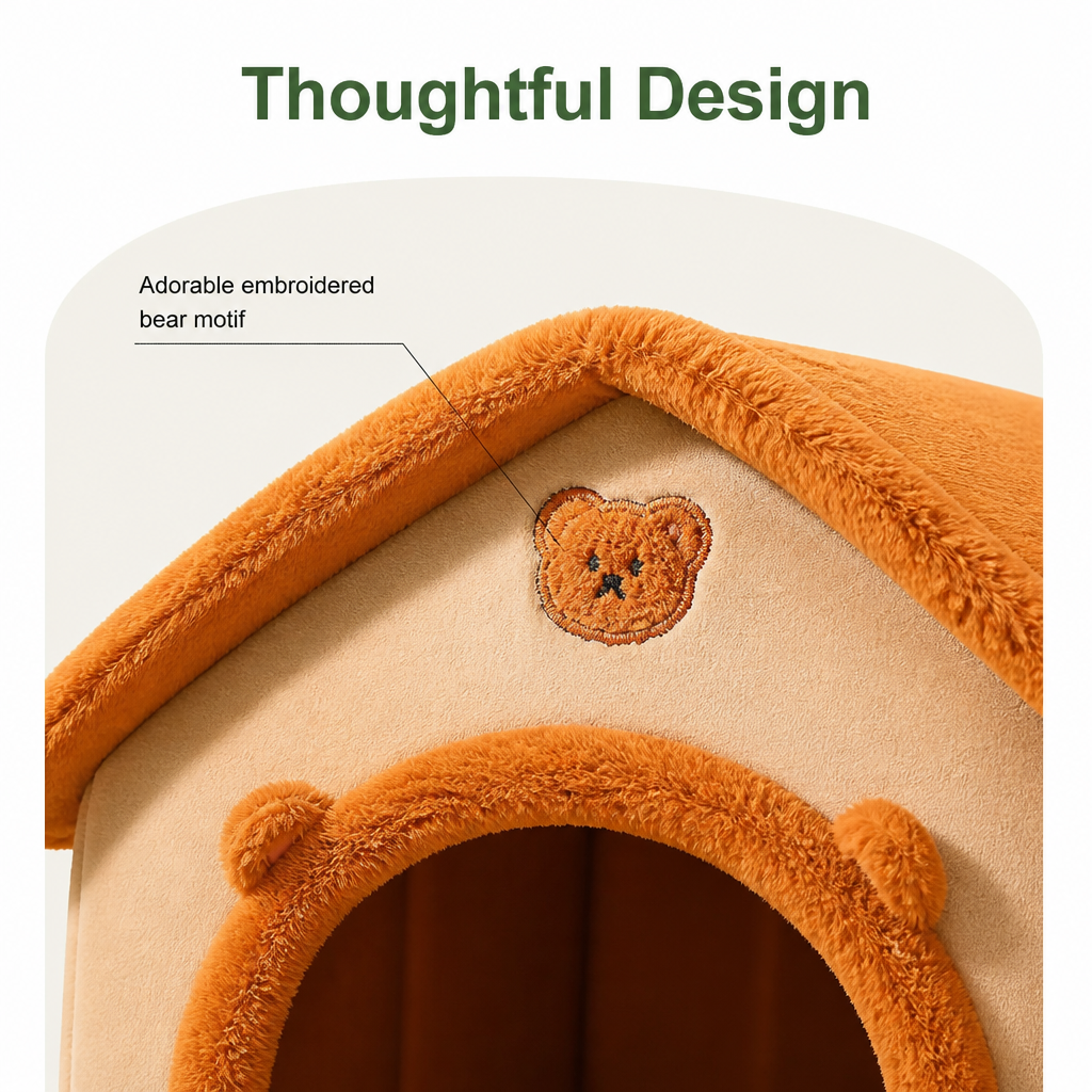 DogBedHouse Plush & Insulated Pet Cave Bed (Removable Cushion)