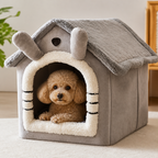 DogBedHouse Plush & Insulated Pet Cave Bed (Removable Cushion)