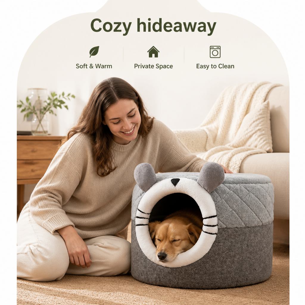 DogBedHouse Plush Insulated Pet Tent (Removable Cushion)