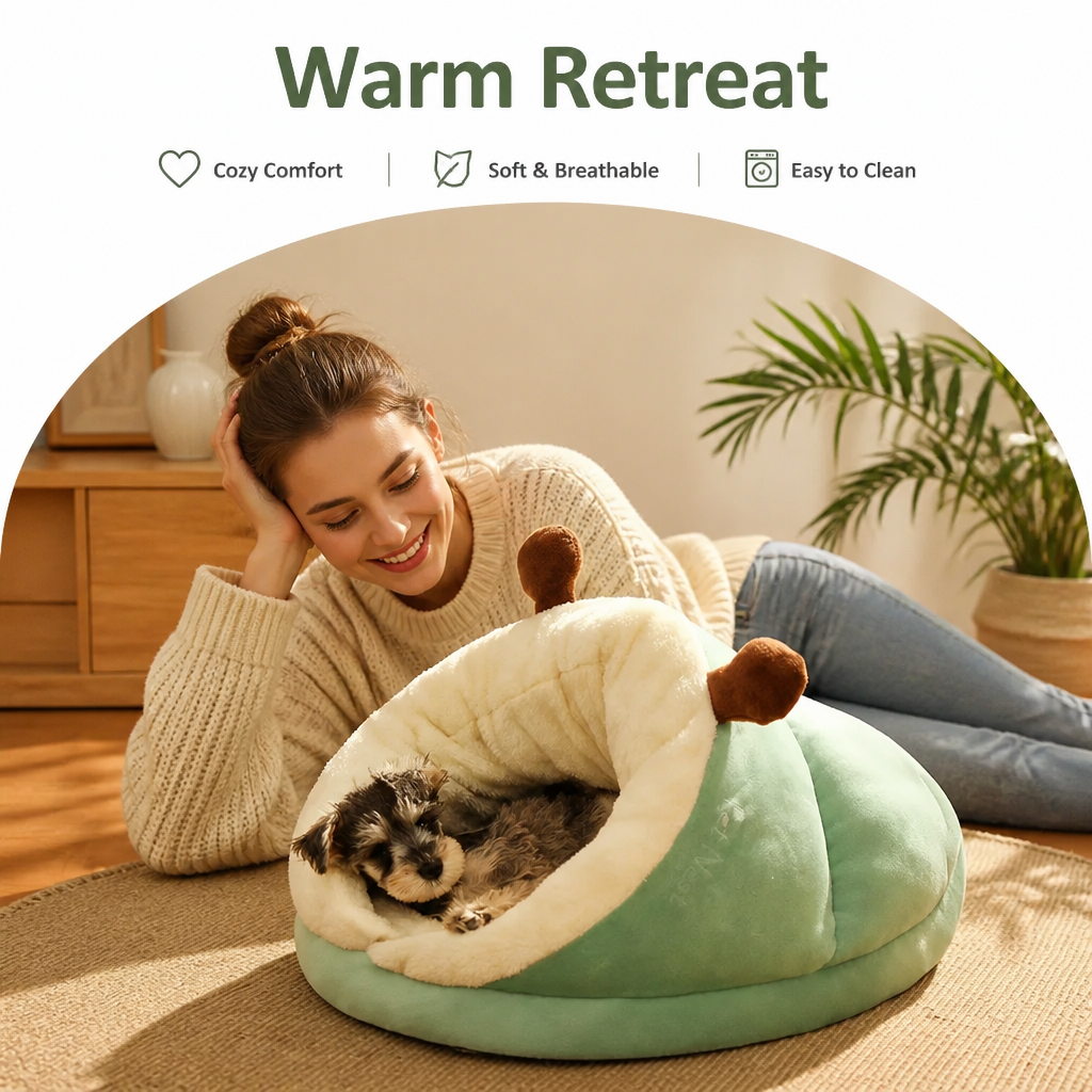 DogBedHouse Plush Insulating Washable Kennel Bed
