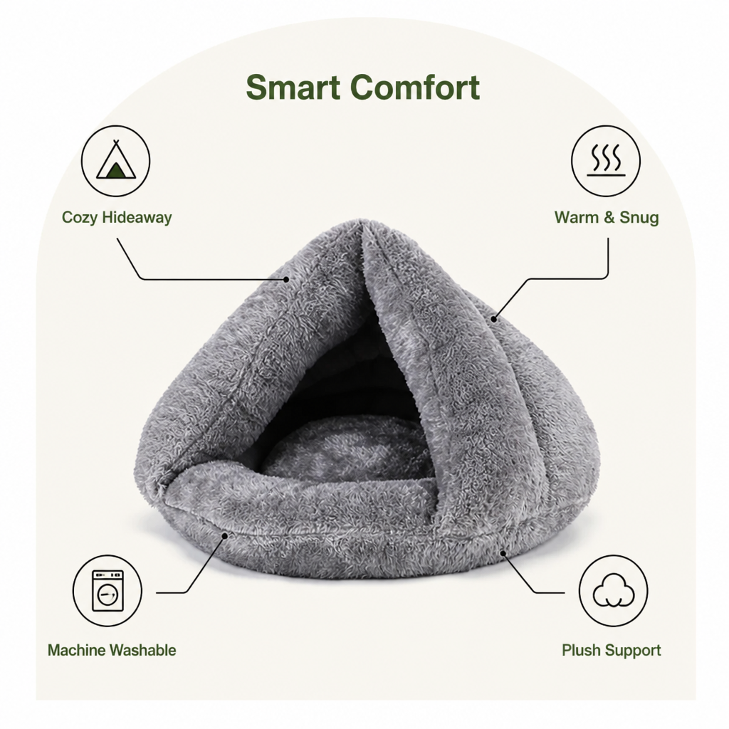 DogBedHouse Plush & Machine-Washable Round Nest Dog Bed
