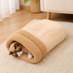 DogBedHouse Plush Semi-Enclosed Windproof Pet Sleeping Bag (For Small Cats & Dogs)