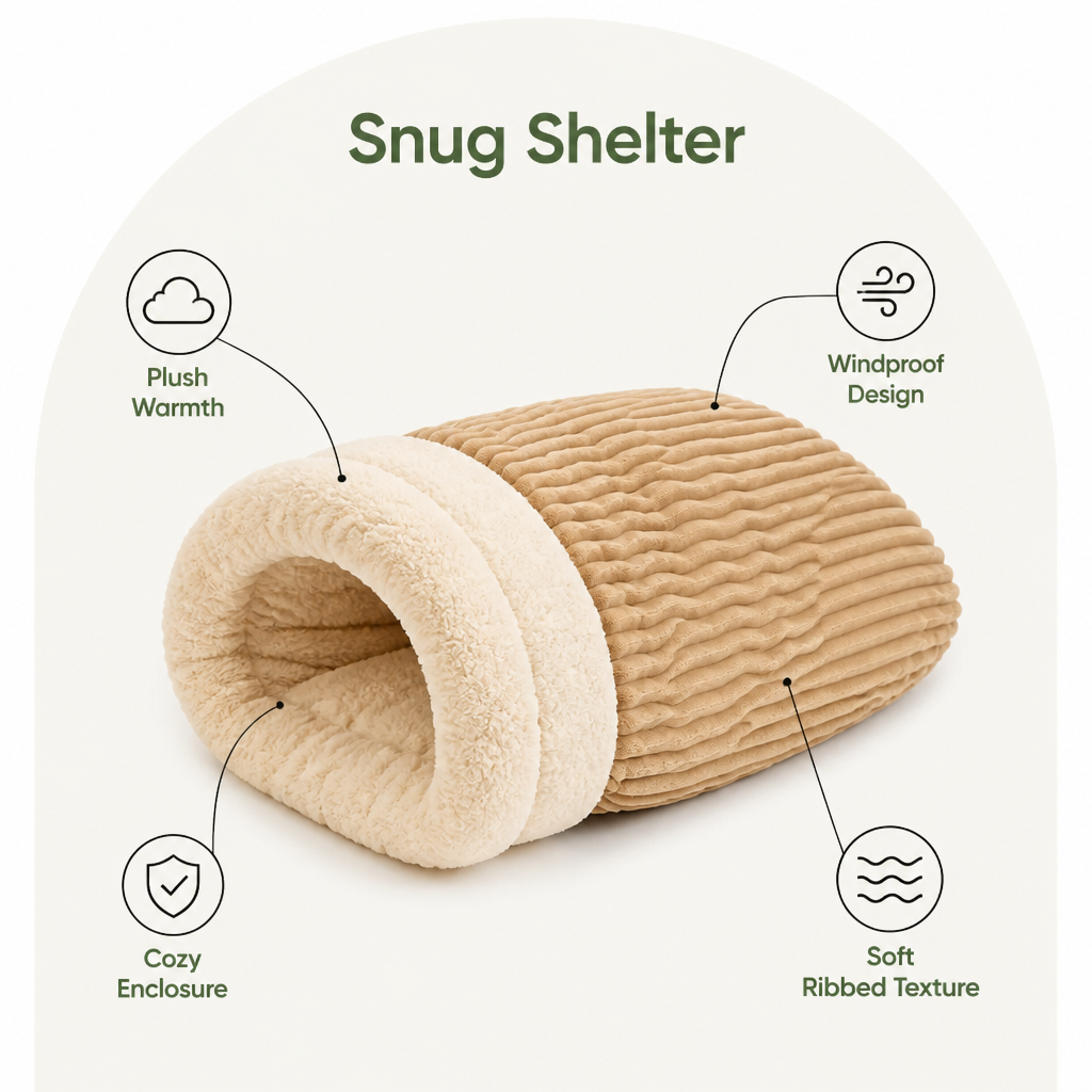 DogBedHouse Plush Semi-Enclosed Windproof Pet Sleeping Bag (For Small Cats & Dogs)