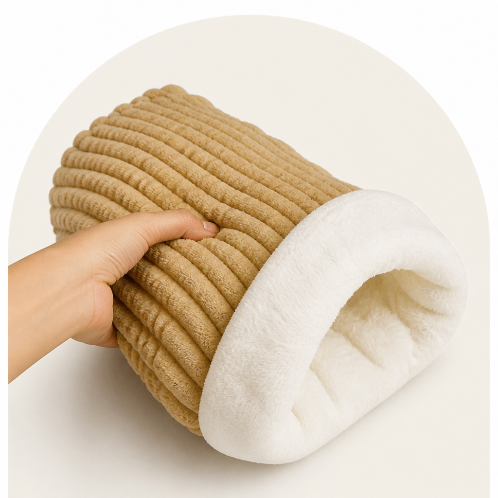 DogBedHouse Plush Semi-Enclosed Windproof Pet Sleeping Bag (For Small Cats & Dogs)