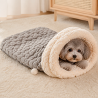 DogBedHouse Plush Semi-Enclosed Windproof Pet Sleeping Bag (For Small Cats & Dogs)