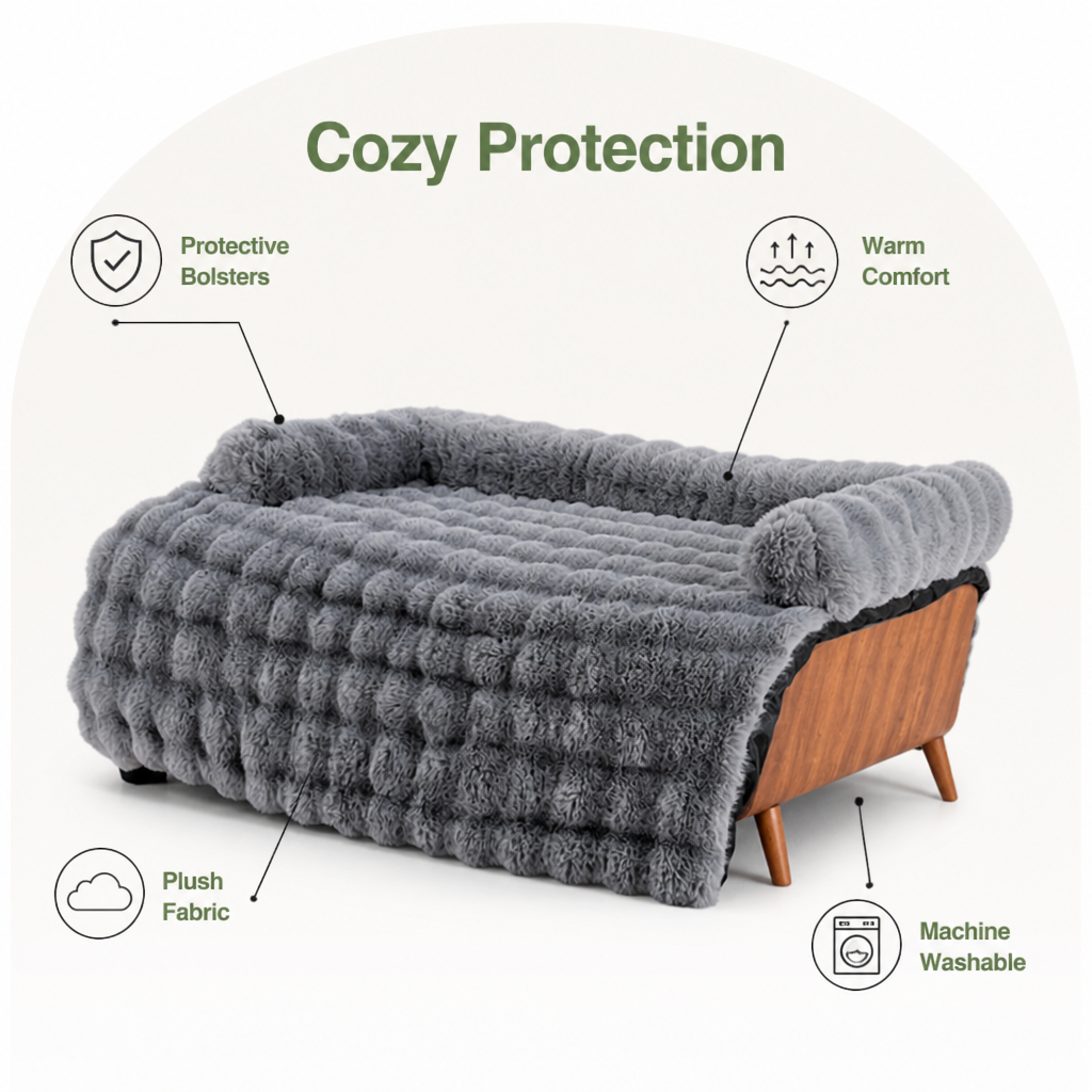DogBedHouse Plush Sofa-Style Washable Dog Bed