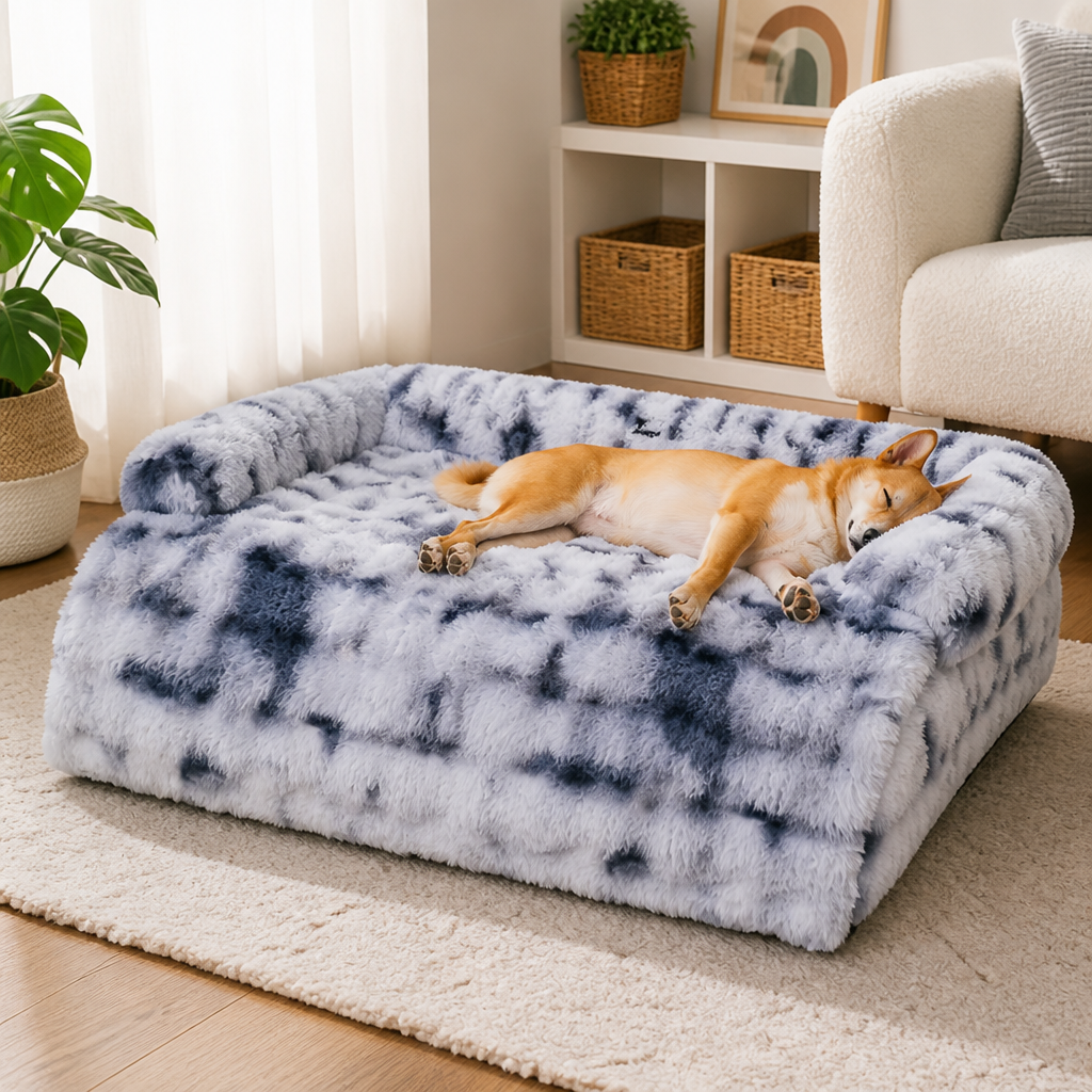 DogBedHouse Plush Sofa-Style Washable Dog Bed