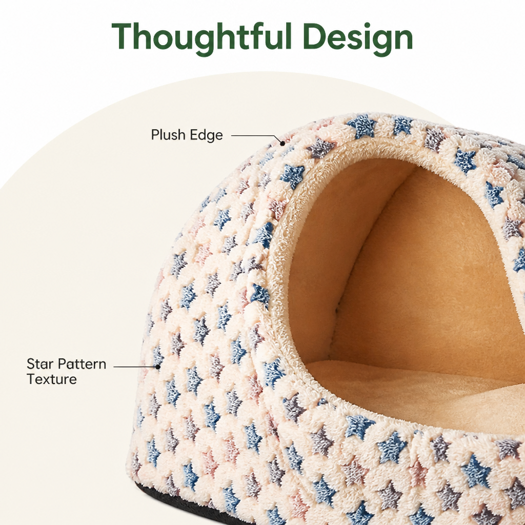 DogBedHouse Plush Velvet Foldable Dog Bed (Removable Cover)