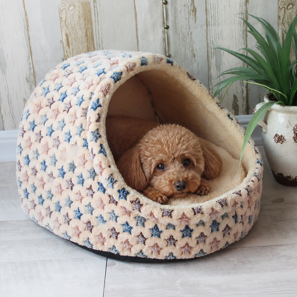 DogBedHouse Plush Velvet Foldable Dog Bed (Removable Cover)
