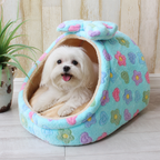 DogBedHouse Plush Velvet Foldable Dog Bed (Removable Cover)