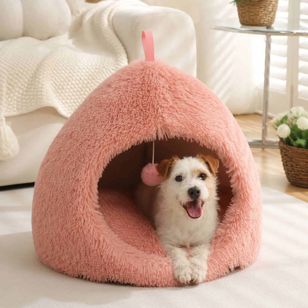 DogBedHouse Plush Velvet & Non-Slip Dog Bed
